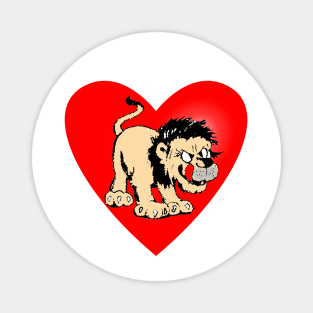 Hungry lion with sticking out tongue and red heart Magnet